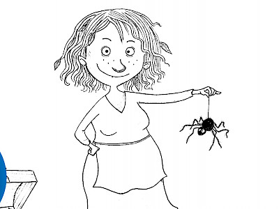 Ausmalbild: Petronella mit Spinne