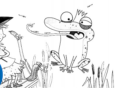 Ausmalbild: Petronella mit Frosch